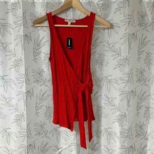 Express Red Sleeveless Wrap Top